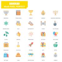 Conjunto simple de Hanukah relacionados con iconos planos vectoriales vector