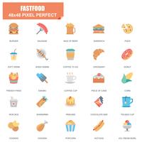 Conjunto simple de iconos planos relacionados con Fastfood Vector