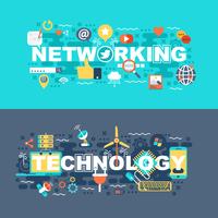 Networking and technology set of flat concept vector