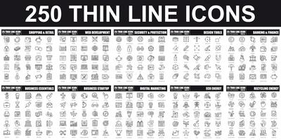 Thin Line Vector Icon Set Scribbled Stock Vector (Royalty Free