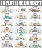 Modern set of flat line concept web banners vector