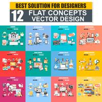 Modern set of flat concept web banners vector