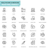 Conjunto simple de iconos de líneas médicas y de atención médica para sitios web y aplicaciones móviles vector