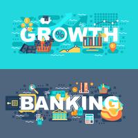Banking and growth set of flat concept vector