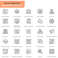 Simple Set Seo and Web Optimization Line Icons for Website and Mobile Apps vector