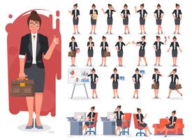 Businesswoman character creation set. Showing different gestures character vector design.