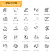 Conjunto de iconos de línea de servicios de hotel simple para sitio web y aplicaciones móviles vector