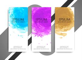 Abstract modern colorful watercolor banners set vector