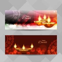 Abstract Happy Diwali banners set vector