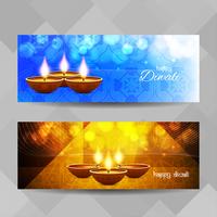 Abstract Happy Diwali banners set vector