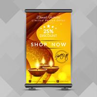 Abstract Happy Diwali roll up banner design template vector
