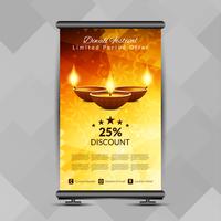 Abstract stylish Happy Diwali roll up banner design template vector