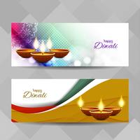Abstract Happy Diwali decorative banners set vector