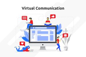 Virtual communication concept modern flat design. Vector illustr