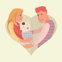 Familia joven con niño asiático adoptado vector