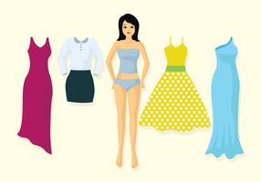 Vintage Paper Dolls Illustration vector