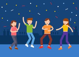 People Dancing at Night Party Club Illustration vector