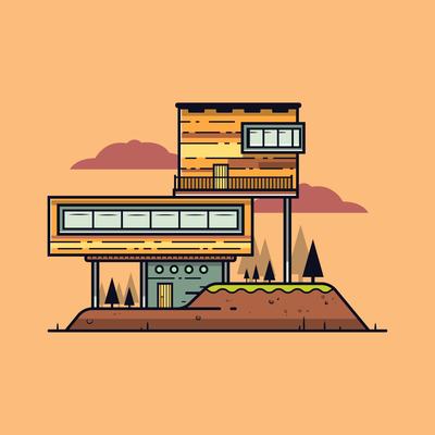 Modern Cabin in the Woods Vector