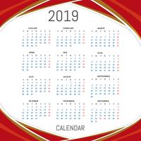 Calendario para el vector de fondo 2019