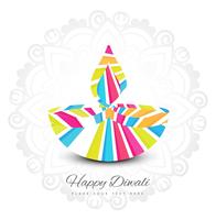 Happy diwali diya oil lamp festival colorful card background vector