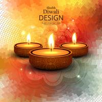 Happy diwali diya oil lamp festival background illustration vector