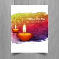 Folleto hermoso de la plantilla del festival de la lámpara del aceite de Diwali Diya feliz vector