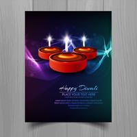 Feliz diwali diya lámpara de aceite festival folleto plantilla diseño vector