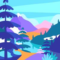 Paisaje de montaña Pop Color Vector