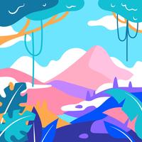 Mountain Landscape Pop Style Vector