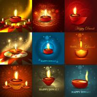 Happy diwali diya oil lamp festival background illustration vector