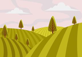 Vineyard Scenery First Person Vector Illustration