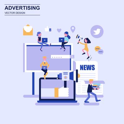 Advertising and promotion flat design concept 