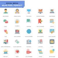 Simple Set Social Media and Network Flat Icons vector