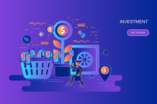 Modern Gradient Flat Line Concept Web Banner vector