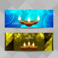 Abstract Happy Diwali decorative banners set vector