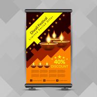 Resumen elegante feliz Diwali roll up banner plantilla de diseño vector