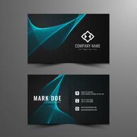 Abstract modern blue wavy business card template  vector