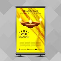 Resumen feliz Diwali roll up banner plantilla de diseño vector