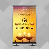 Abstract Happy Diwali roll up banner design template vector