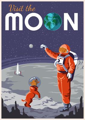 Enjoying Moon Travel Poster