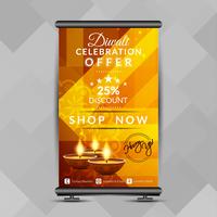 Abstract Happy Diwali roll up banner design template vector