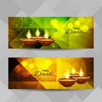 Conjunto de banners decorativos abstractos feliz Diwali vector