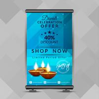 Abstract stylish Happy Diwali roll up banner design template vector