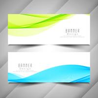 Abstract elegant wavy banners set vector