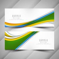 Abstract colorful modern wavy banners set vector