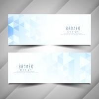 Abstract blue mosaic banners set vector