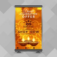 Abstract Happy Diwali roll up banner design template vector