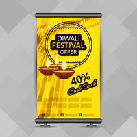 Resumen feliz Diwali elegante roll up banner plantilla de diseño vector