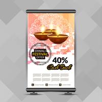 Abstract Happy Diwali elegant roll up banner design template vector