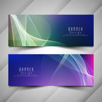 Abstract stylish colorful wavy banners set vector